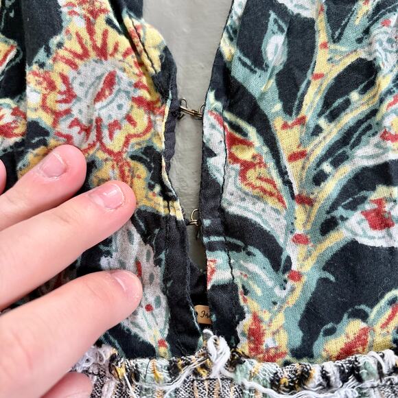 Free People Under the Sun Tunic Top Mini Dress Size Small Floral Striped - Picture 5 of 16